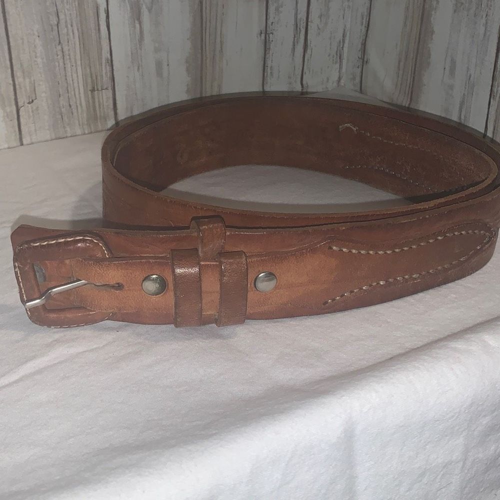 Vintage Hand Tooled Leather Ranger Belt Men’s Size 36